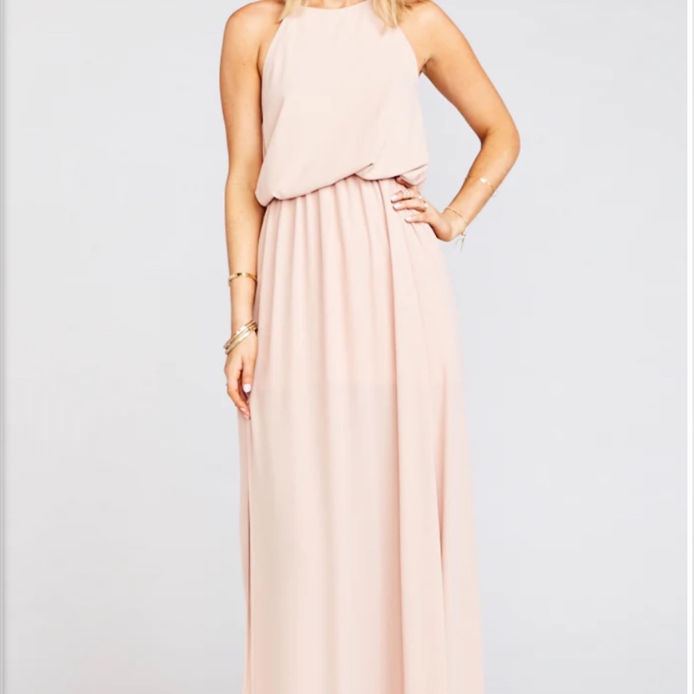 Show Me Your Mumu Bridesmaid Dress - Tie Halter Floor Length with Slit (Green)